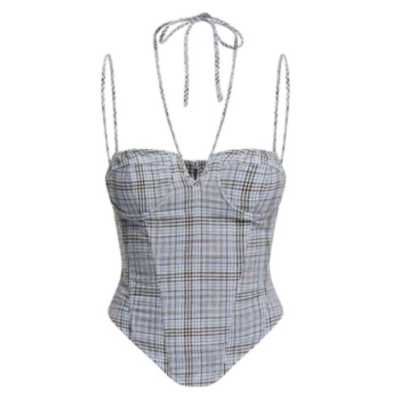 DEL GATO CORSET in BLUE PLAID // LIONESS - Picture 1 of 6